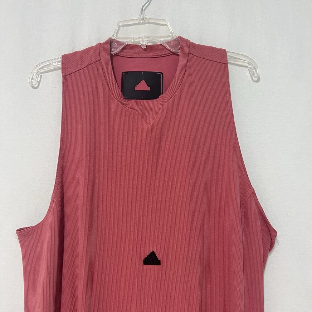 Adidas Women Rib Racerback Maxi Dress XL Modern Versatile Casual Fashion Pink - Picture 4 of 16